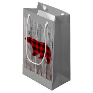 buffalo plaid bear wild one 1st birthday party small gift bag