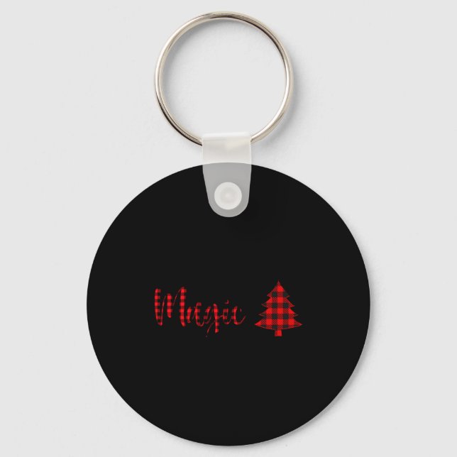 Buffalo Plaid Believe In The Magic Of Christmas Ba Keychain (Front)
