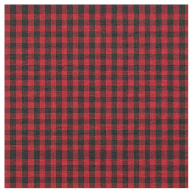 Buffalo plaid Black and Red Pattern Fabric (Close Up)