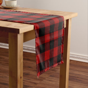 Buffalo Plaid Black and Red Short Table Runner