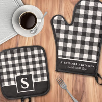 Buffalo Plaid Black And White Chequered Monogramme