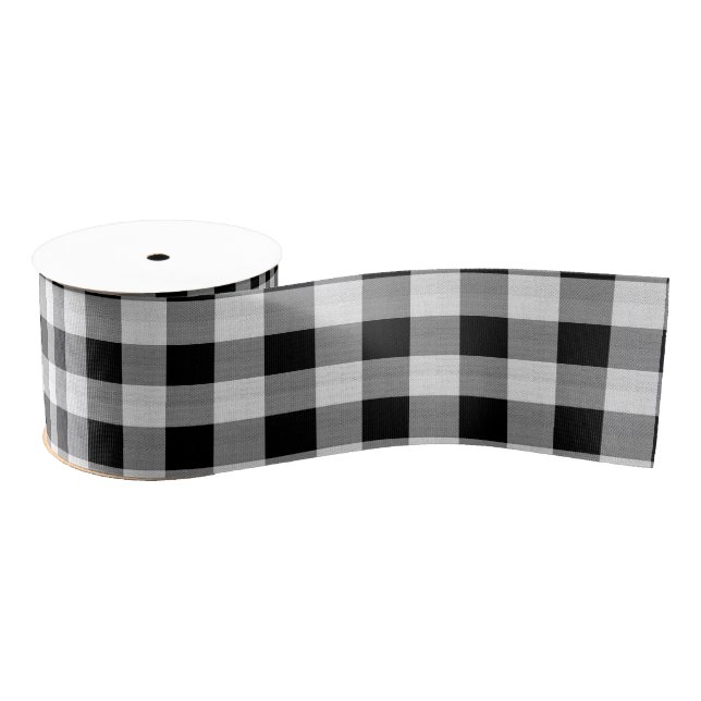 Buffalo Plaid Black and White ID603 Grosgrain Ribbon (Spool)