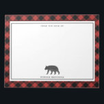 Buffalo Plaid Black Bear Personalized Notepad<br><div class="desc">A notepad featuring an illustration of a black bear with a red and black buffalo plaid design.  Personalize the text.</div>