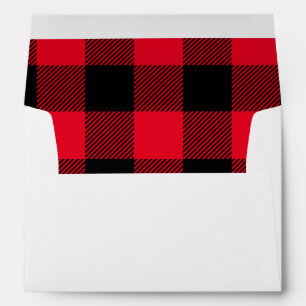 Buffalo Plaid Black Red Envelope