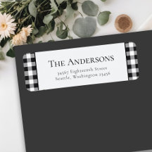 Buffalo Plaid Black White Christmas Adresse de ret