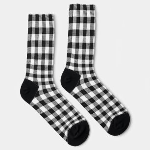 Buffalo Plaid Black White Classic Holiday Fun Socks