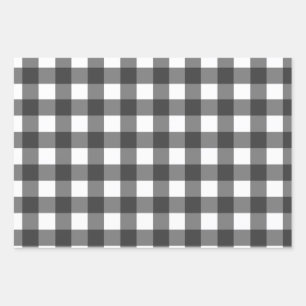 Buffalo Plaid, Black White Pattern Wrapping Paper