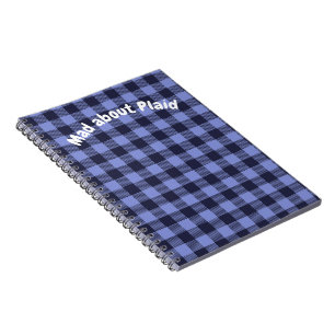 Buffalo Plaid Blue & Black Monogram Simple Notebook
