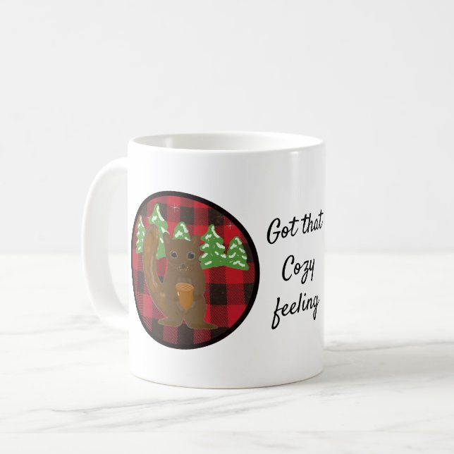 Buffalo Plaid Bois Animaux Café Mug (Devant gauche)