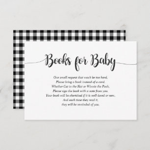 Buffalo Plaid Bring A Book Baby Shower Enclosure Card