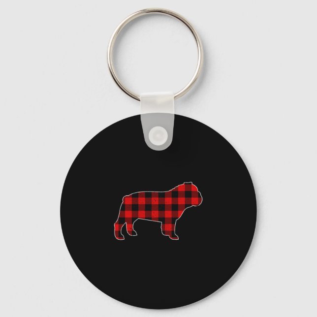Buffalo Plaid Bulldog  Keychain (Front)