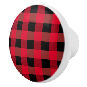 Buffalo plaid ceramic knob
