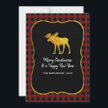 Buffalo Plaid Chalkboard Foil Christmas Photo Holiday Card<br><div class="desc">Rustic christmas greetings card featuring a buffalo plaid pattern and gold foil moose and acorns customizable to your event specifics. Square instagram photos are ideal.</div>