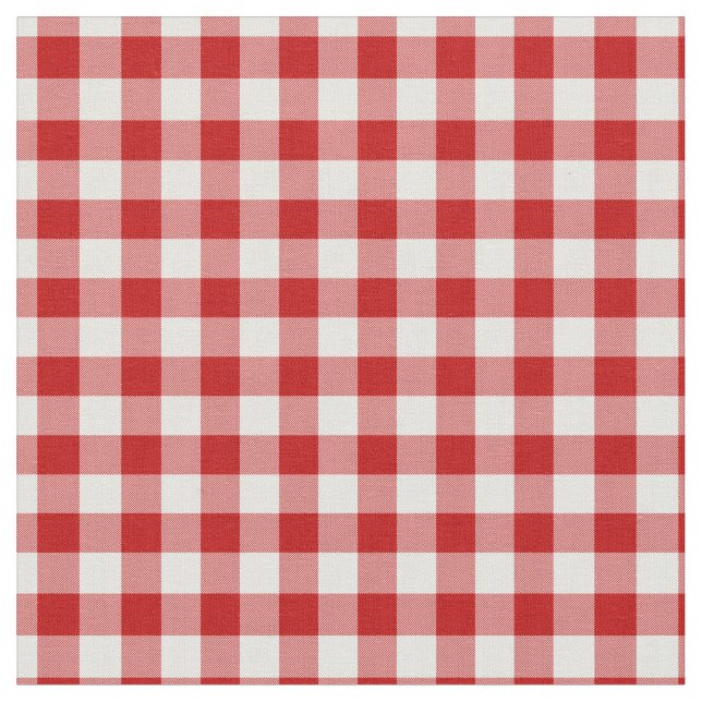 Buffalo Plaid Check Red White Fabric (Close Up)