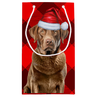 Buffalo Plaid Chesapeake Bay Christmas Dog Small Gift Bag