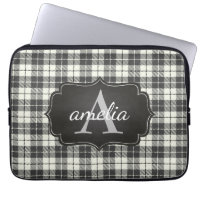 Buffalo Plaid Chic Monogram Name Black Ivory