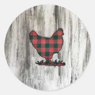 Buffalo Plaid Chicken Classic Round Sticker