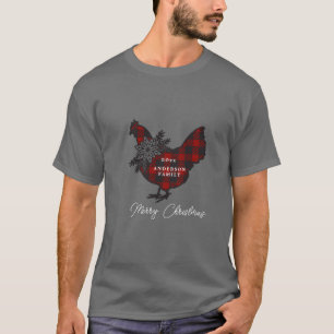 Buffalo plaid Chicken Monogram Holiday T-Shirt