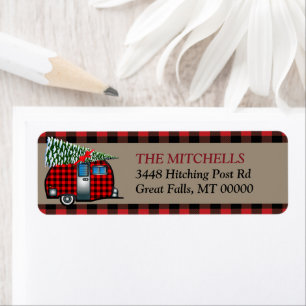 Buffalo Plaid Christmas Camper Return Address
