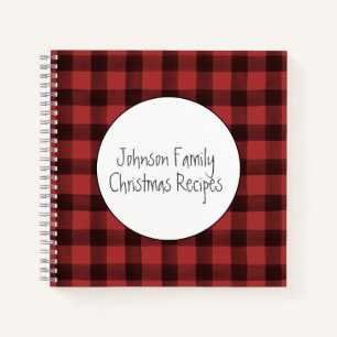 Buffalo Plaid Christmas Family Recipes Notebook