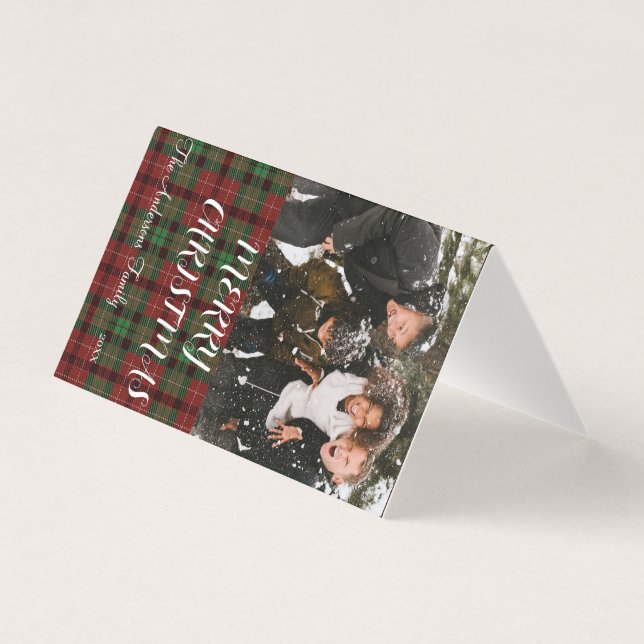 Buffalo plaid Christmas Folded Holiday Card (Front)