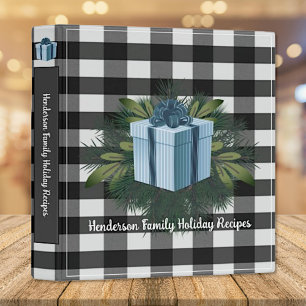 Buffalo Plaid Christmas Gift Family Recipe Blue Binder