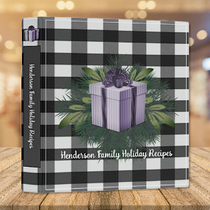 Buffalo Plaid Christmas Gift Family Recipe Purple Binder