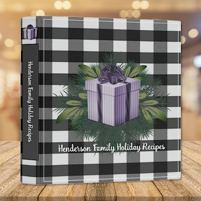 Buffalo Plaid Christmas Gift Family Recipe Purple Binder (Purple Buffalo Plaid Christmas Gift Holiday Family Recipe Binder)