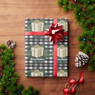 Buffalo Plaid Christmas Gift Gold Christmas Wrapping Paper