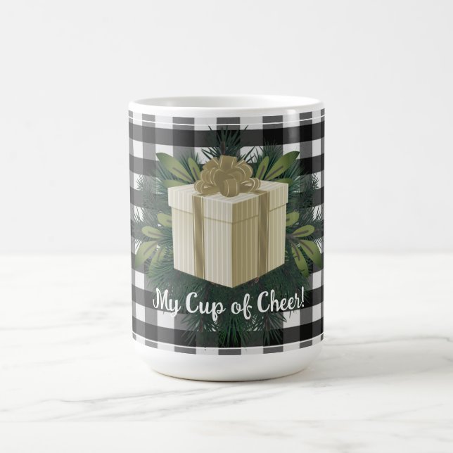 Buffalo Plaid Christmas Gift | Gold Coffee Mug (Center)