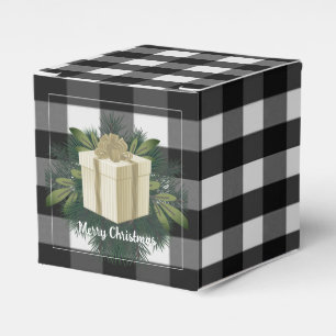 Buffalo Plaid Christmas Gift   Gold Favor Box