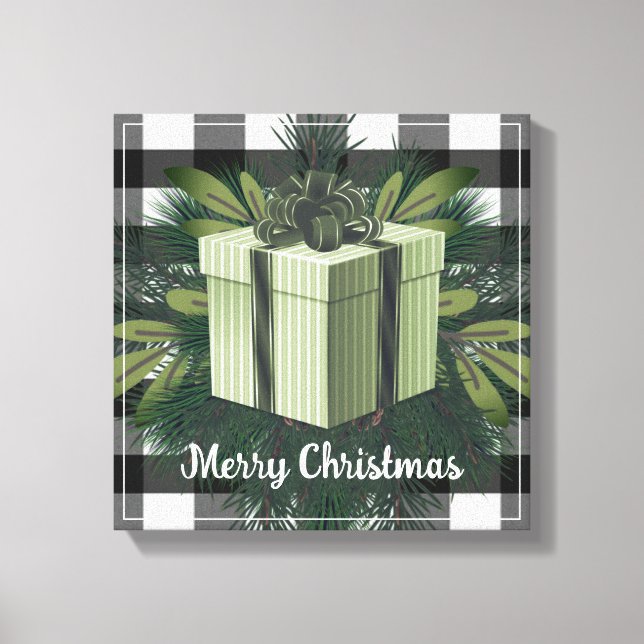 Buffalo Plaid Christmas Gift | Green Canvas Print (Front)