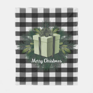 Buffalo Plaid Christmas Gift Green Holiday Fleece Blanket