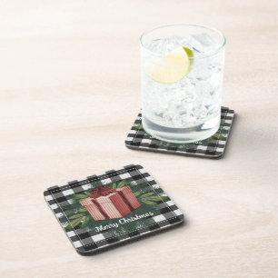 Buffalo Plaid Christmas Gift Red Holiday Coaster