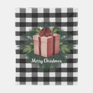 Buffalo Plaid Christmas Gift   Red Holiday Fleece Blanket