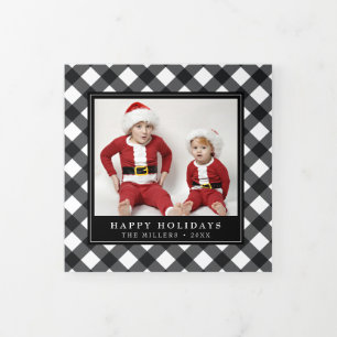 Buffalo Plaid Christmas Holiday Trifold Photo Card