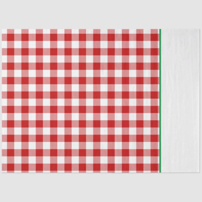Buffalo Plaid Christmas Holiday Two Tone Red Green Tissue Paper (Front)