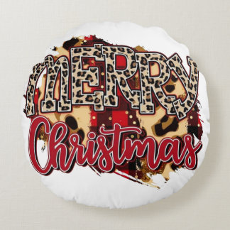 Buffalo Plaid Christmas, Merry Christmas, Xmas Round Pillow