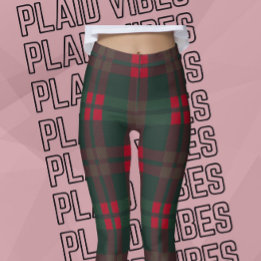 Buffalo Plaid Christmas Pattern Green Red Black Leggings