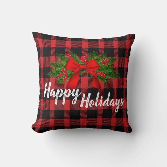 Buffalo Plaid Christmas Pillow (Front)