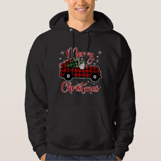 Buffalo Plaid Christmas Red Truck Santa Reindeer T Hoodie