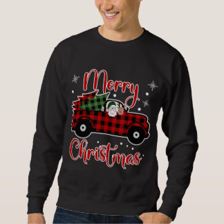 Buffalo Plaid Christmas Red Truck Santa Reindeer T Sweatshirt