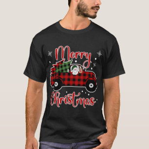 Buffalo Plaid Christmas Red Truck Santa Reindeer T T-Shirt