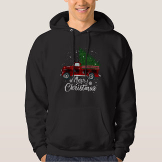 Buffalo Plaid Christmas Tree Red Truck Vintage Cos Hoodie