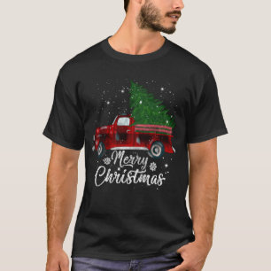 Buffalo Plaid Christmas Tree Red Truck Vintage Cos T-Shirt