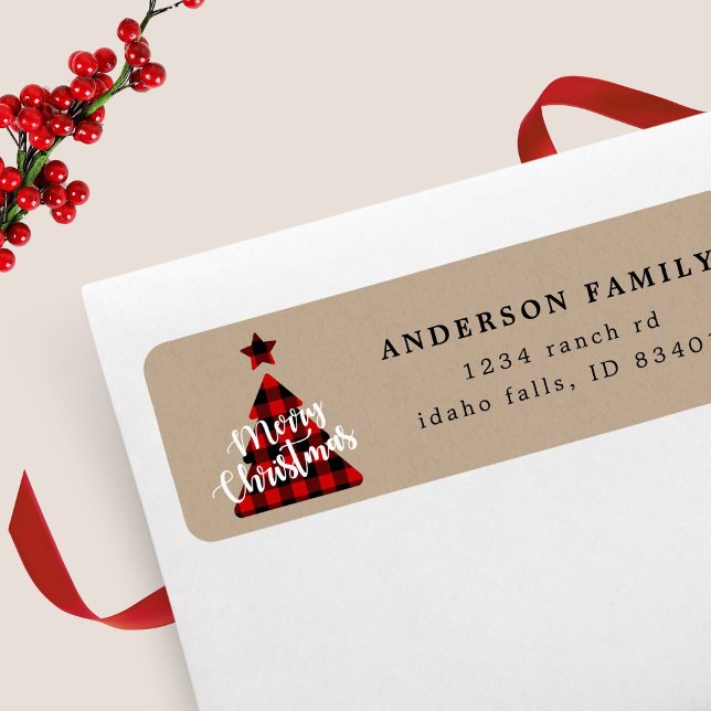 Buffalo Plaid Christmas Tree Return Address (Creator Uploaded)