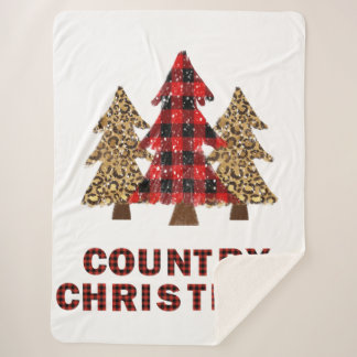 Buffalo Plaid Christmas Tree Sherpa Blanket
