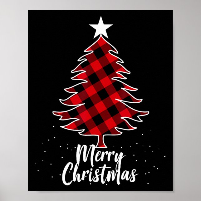Buffalo plaid christmas tree tee for mom dad and k poster (Front)
