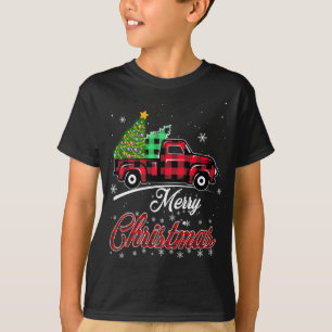 Buffalo Plaid Christmas Tree Vintage Red Truck Xma T-Shirt