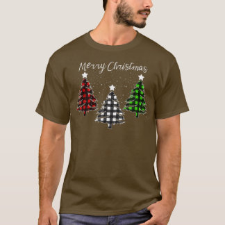 Buffalo Plaid Christmas Trees for Mom Dad Kids T-Shirt